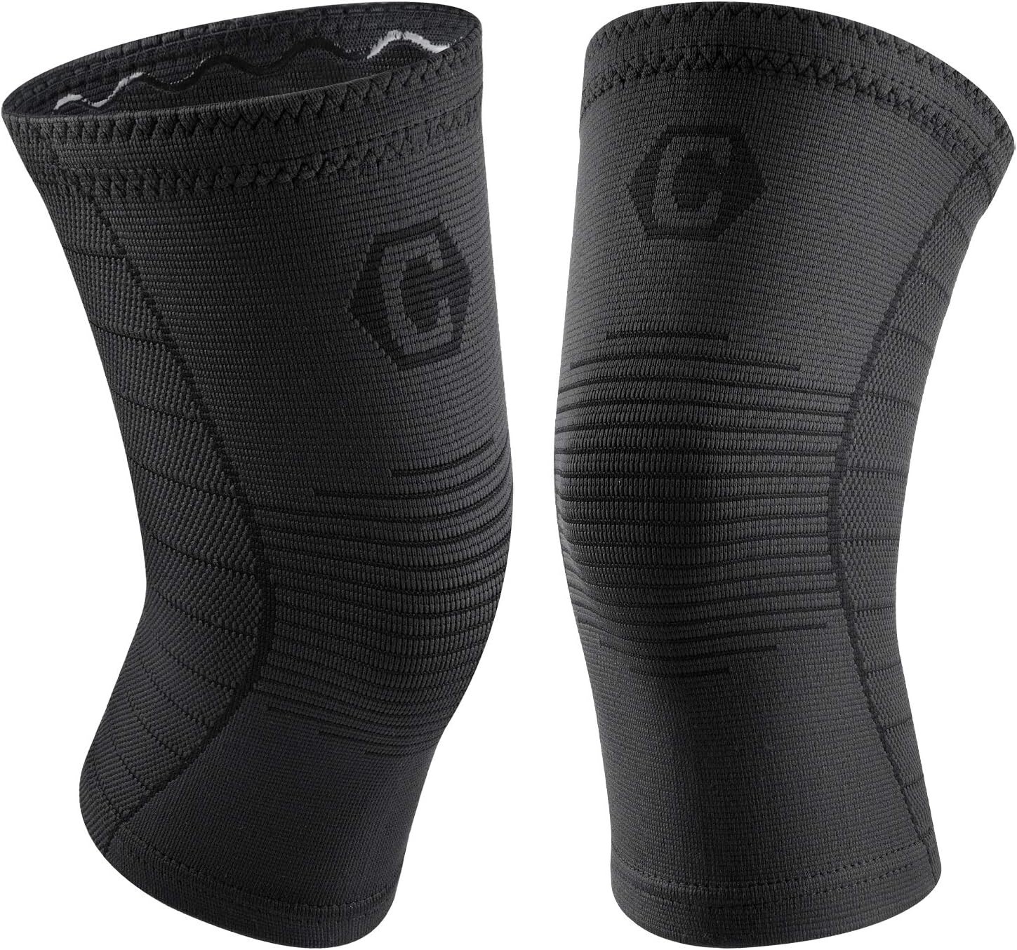 CAMBIVO 2 Pack Knee Brace, Knee Compression Sleeve Support for Men and Women L
