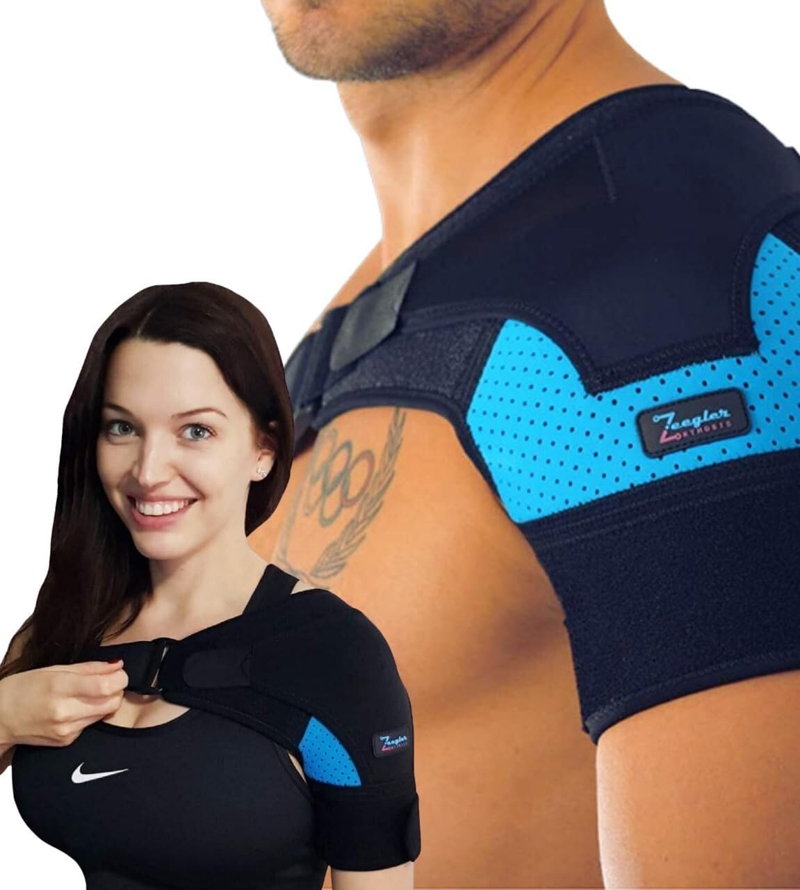 Shoulder Brace Blk Blu for Women Men Support for Torn Rotator Cuff AC Joint Pain