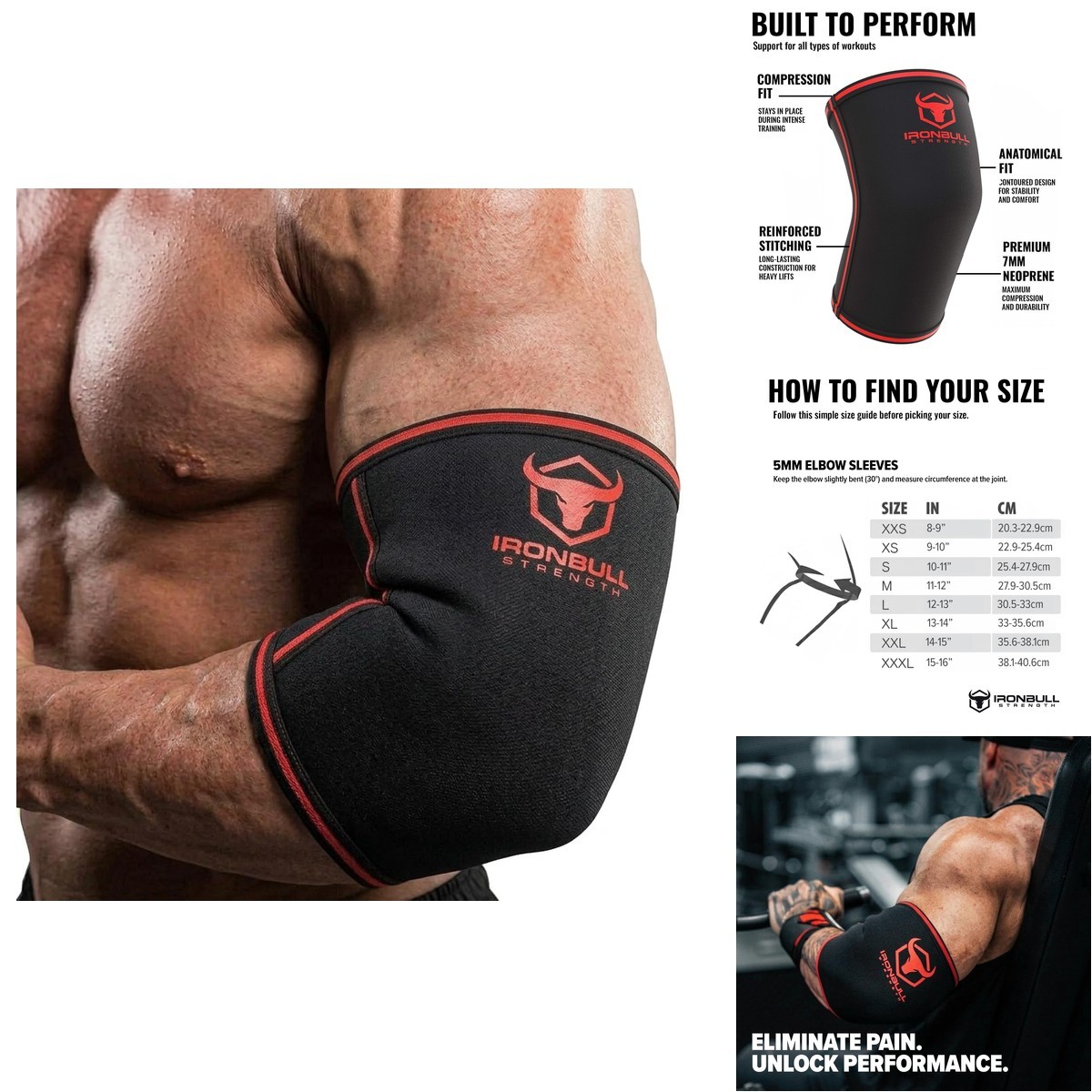 Iron Bull Strength Elbow Sleeves 5mm (1 Pair) – High Performance Elbow Sleeve