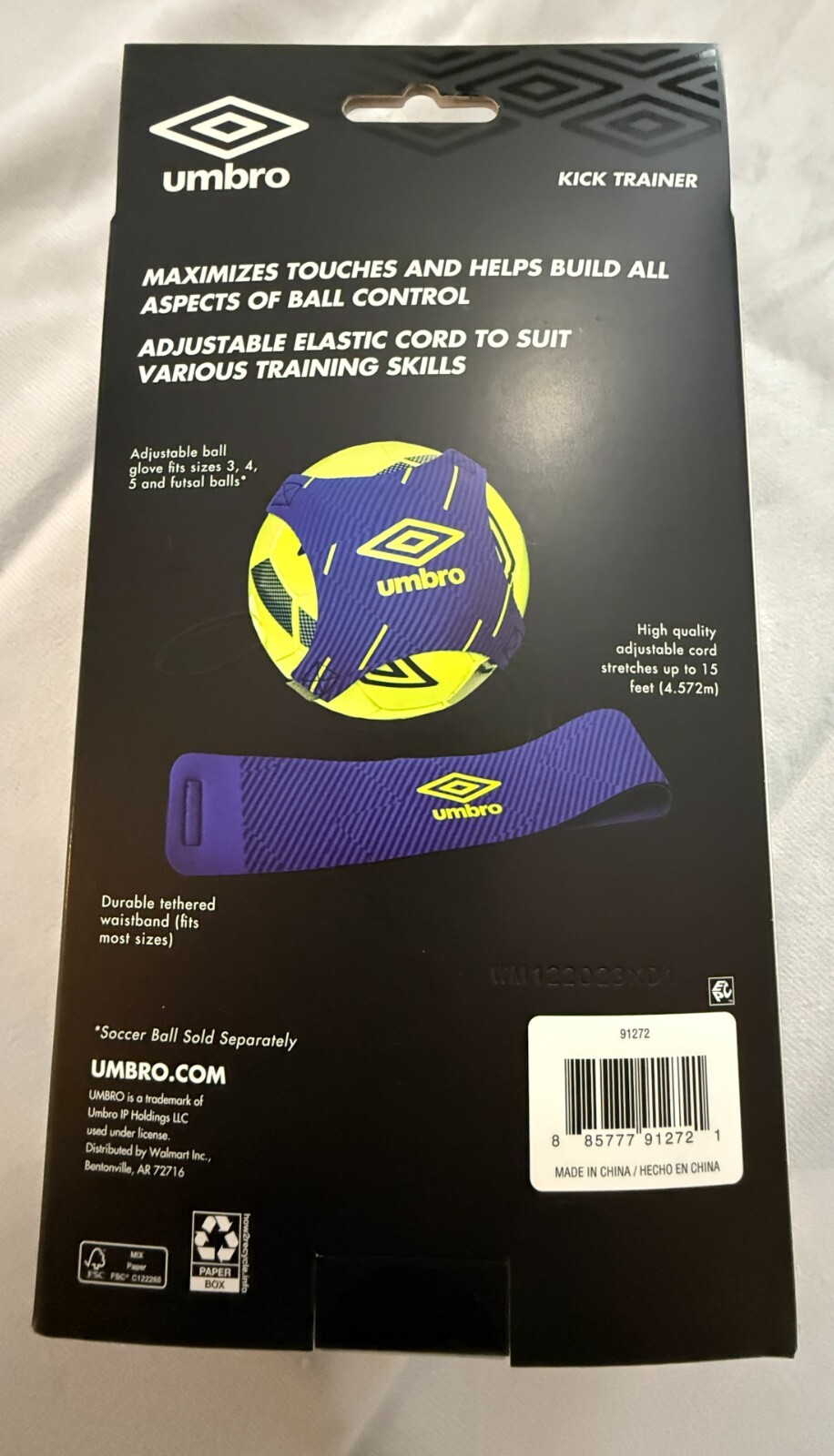 Umbro Soccer Kick Trainer Futbol all Ages Skill Levels Blue Unisex Size 3 4 5