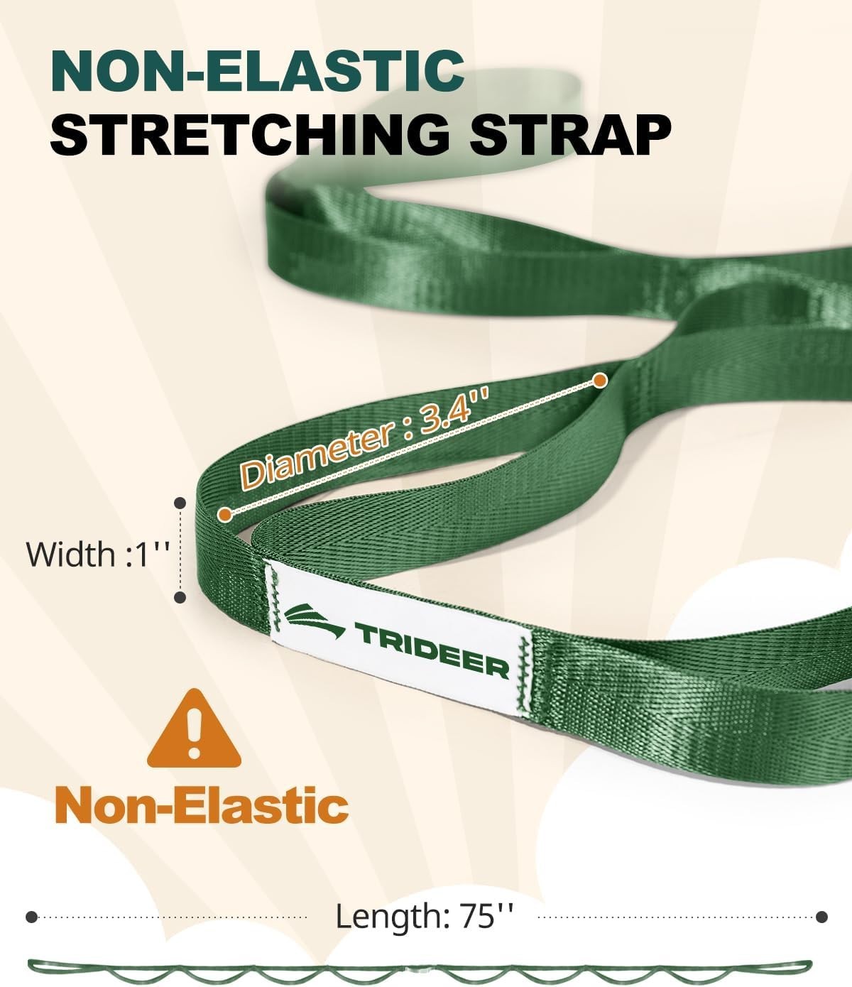 Stretching Strap for Physical Therapy & Home Rehab, Non-Elastic Yoga Strap fo…
