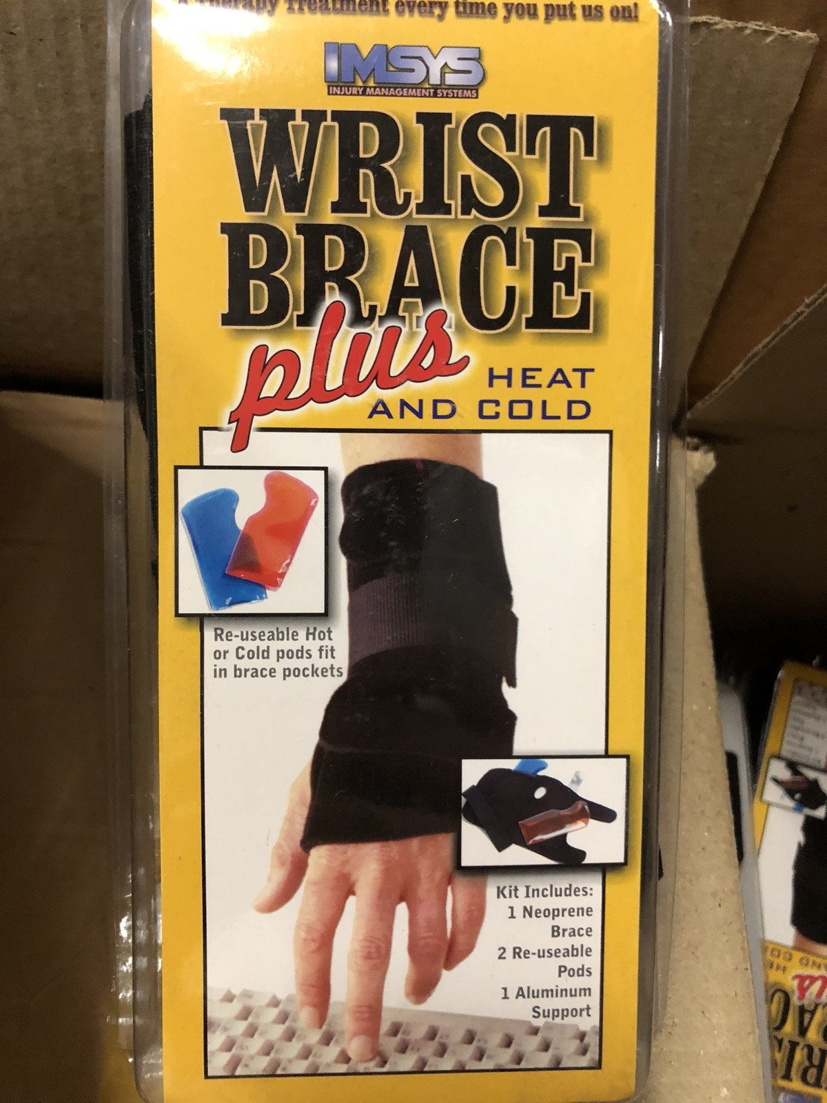 IMSYS Fitted Wrist Brace Plus w/ Hot And Cold Pads RIGHT HAND Large/XLarge *NEW*