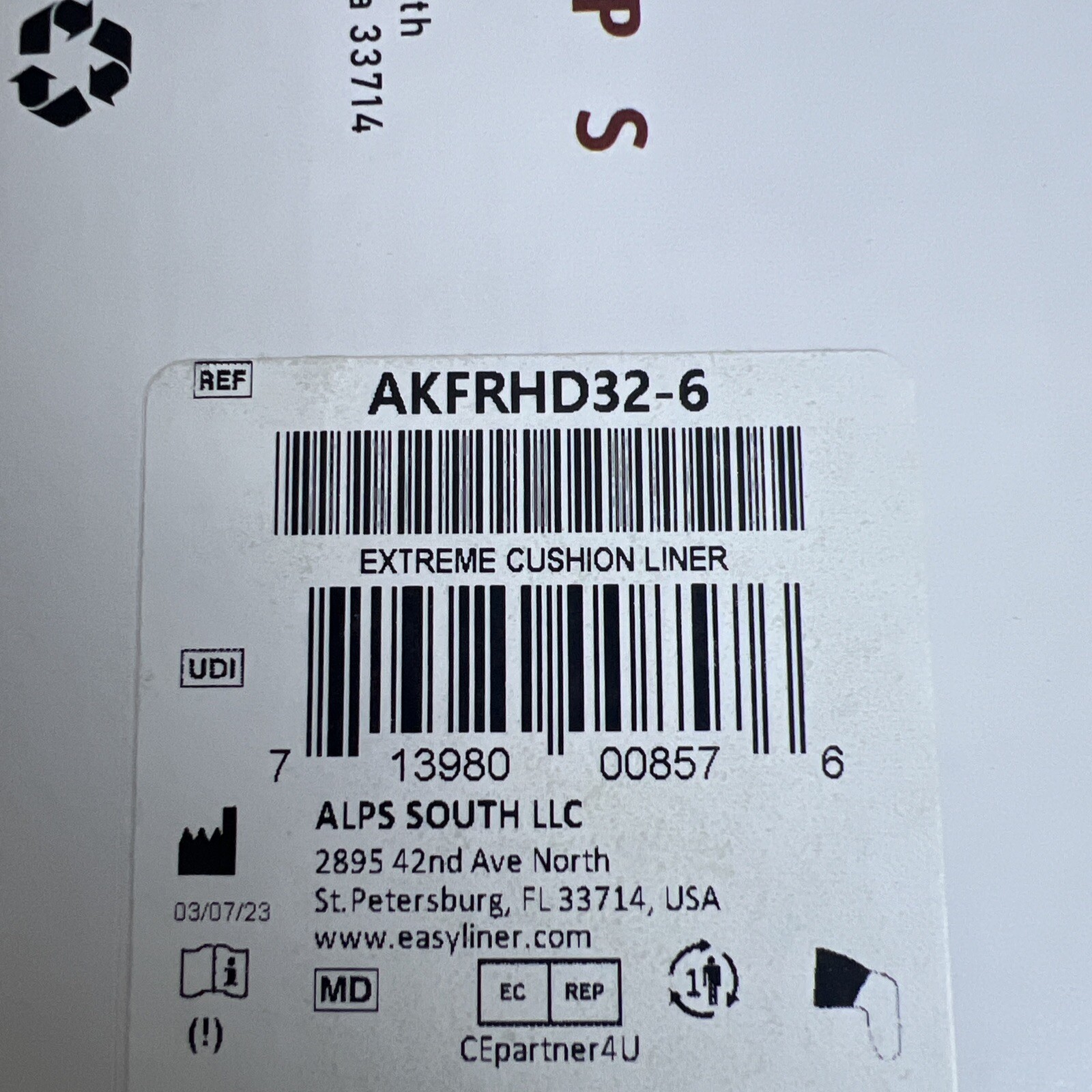 Alps Extreme High Density Prosthetic Cushion Gel Extreme Cushion AKFRHD32-6 New