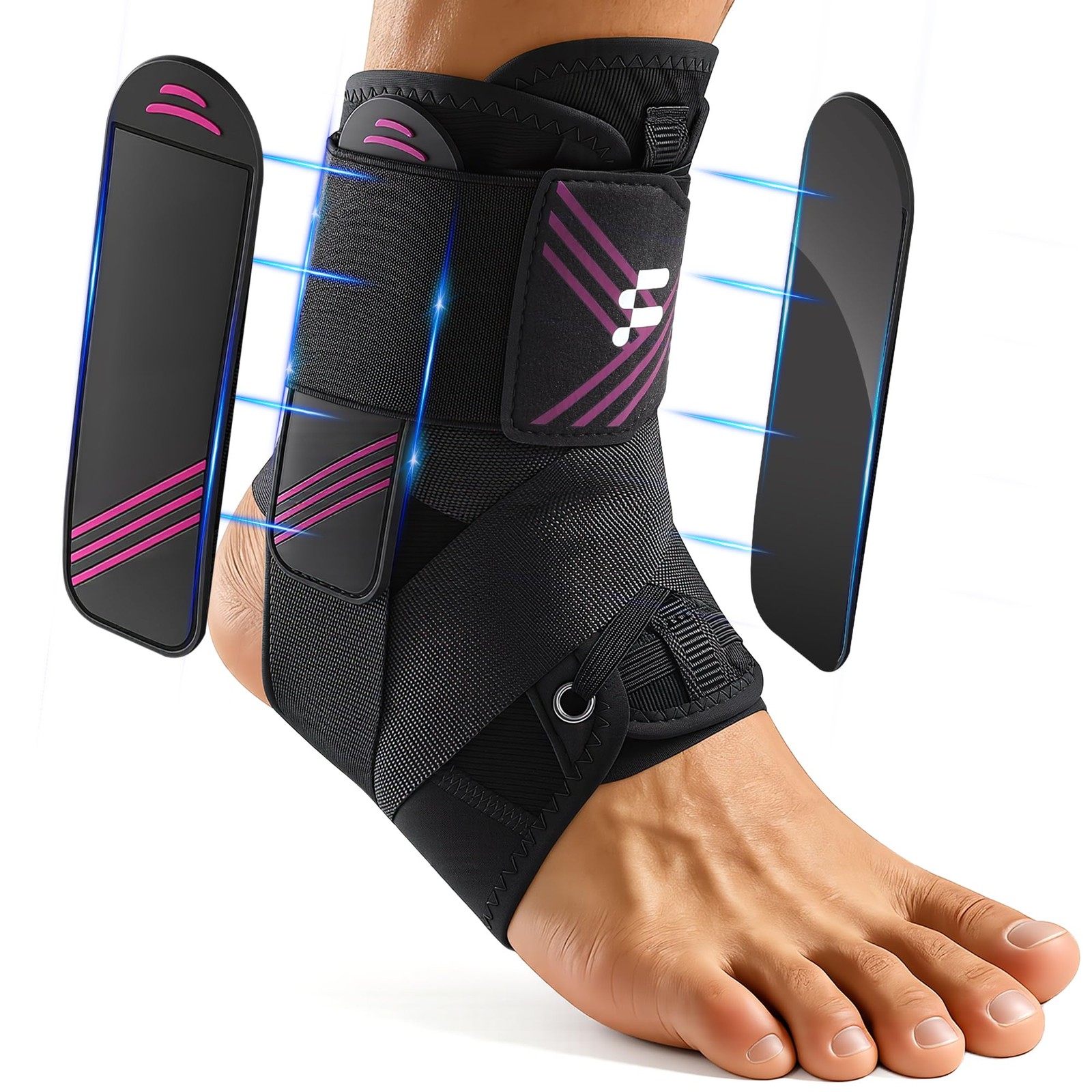 Fitomo 1.5mm Ultra Thin Ankle Brace for Women Men, Lightweight M, Black