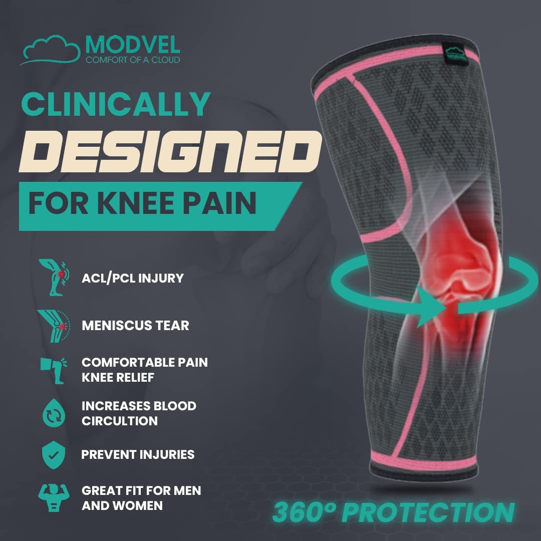 Modvel 2 Pack Knee Brace Women & Men – Workout Knees Compression Sleeve Knee