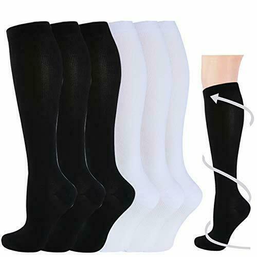 6 Pairs Compression Socks (20-30mmHg) Moisture Wicking Support Stockings Unisex
