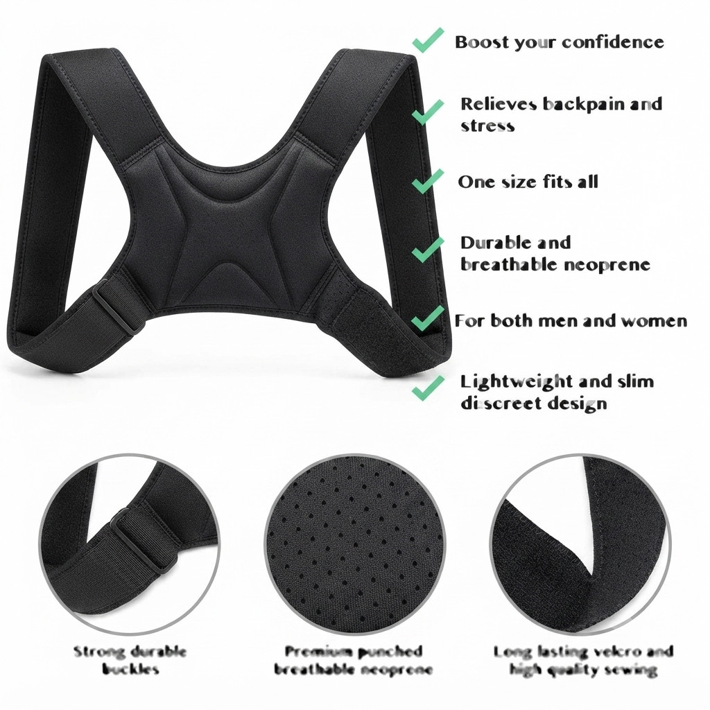 Posture Corrector Support Magnetic Back Shoulder Brace Belt Band For Men Women