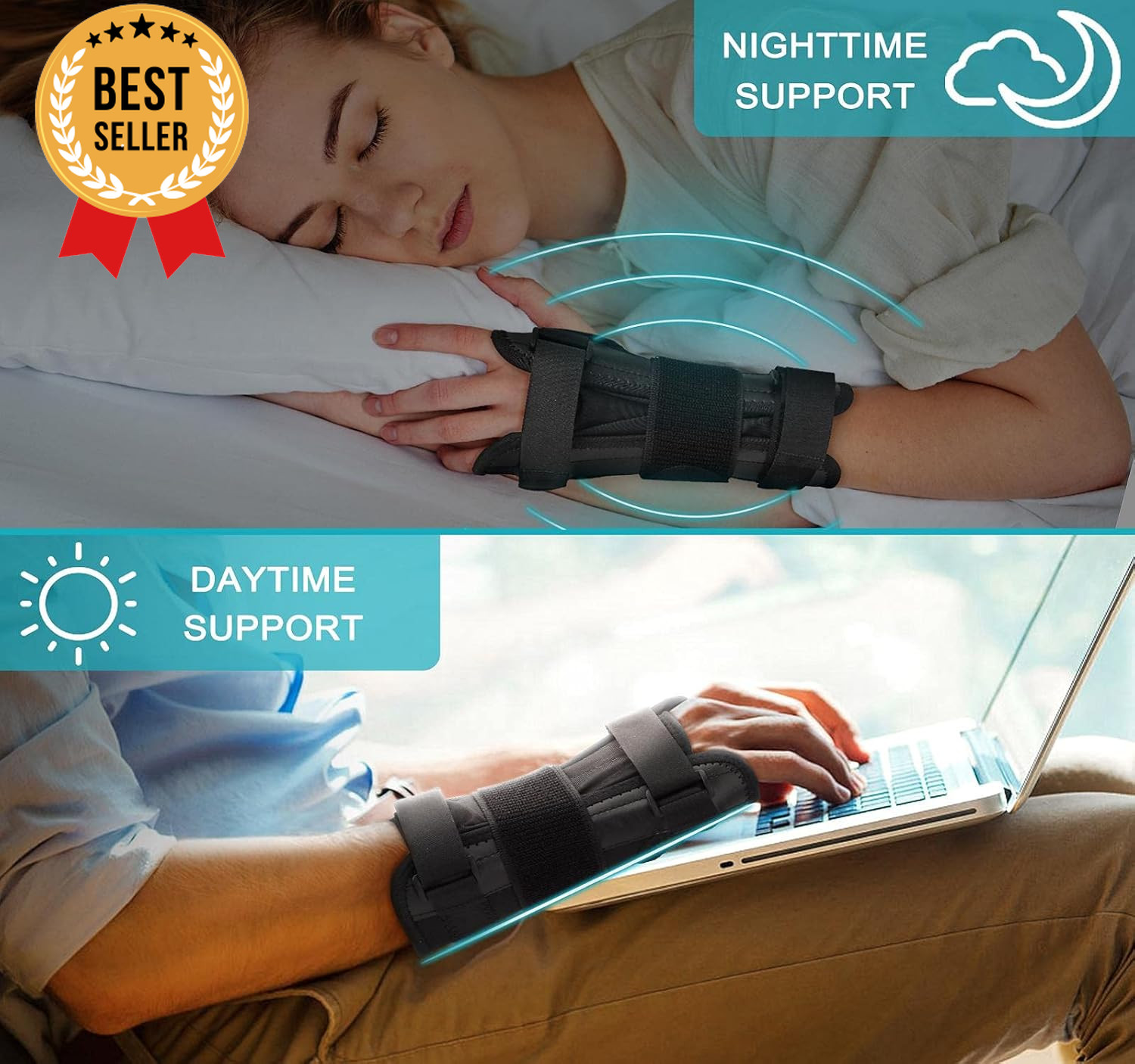 Wrist Brace Splint Carpal Tunnel Pain Relief Adjustable Compression for Hands
