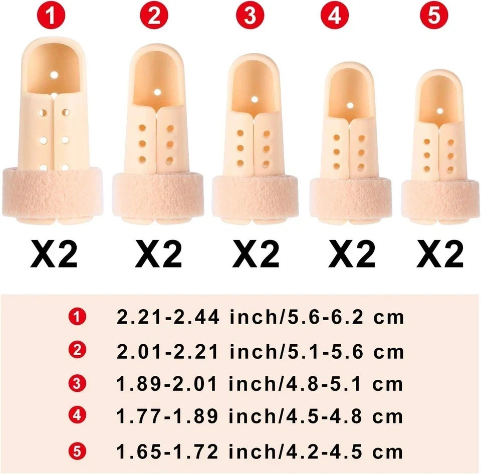 10 Pcs Mallet Finger Splint Thumb Splint, 5 Sizes Finger Support Brace Stabilize