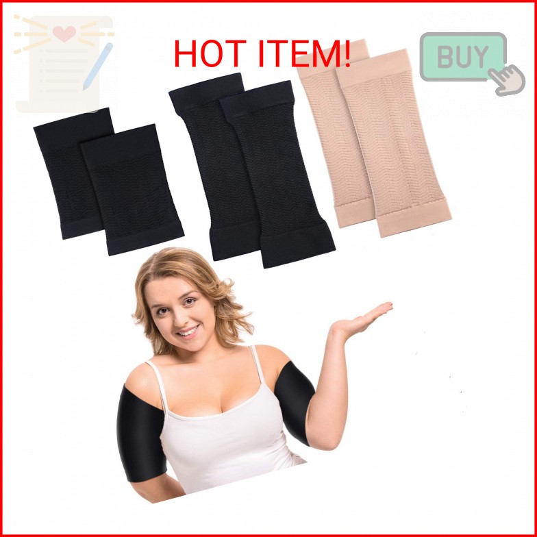 2 Pair Upper Arm Compression Sleeves for Plus Size Women Flabby Arms, Slim Arm S