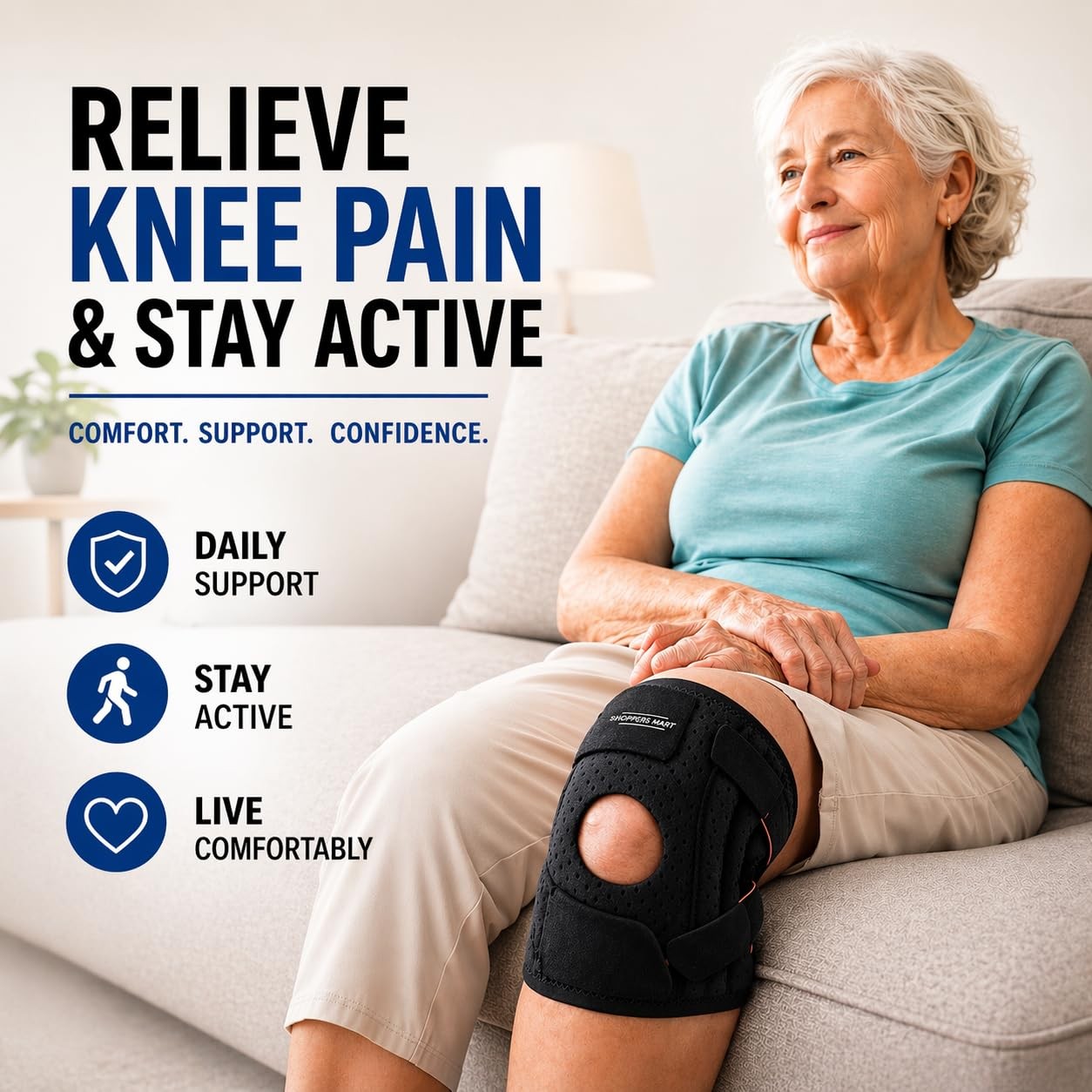 Knee Brace Open Patella Side Stabilizers Adjustable Compression Support Men