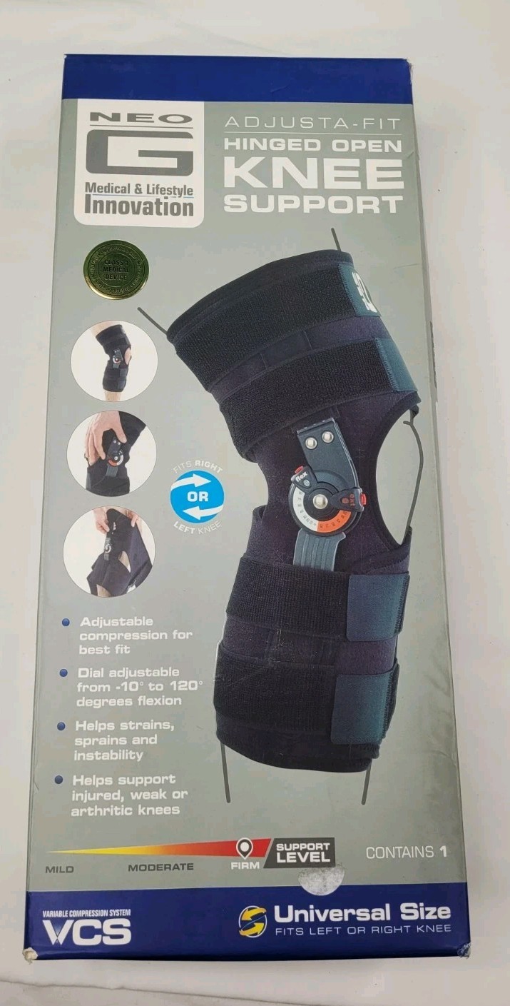 Neo G Hinged Knee Brace Adjusta-Fit Open Knee Firm Support 1-Size Adjustable