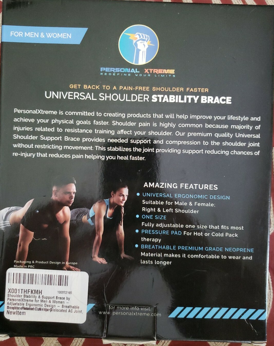 Universal Shoulder Stability Brace For Men & Women by Personal Xtreme One Size