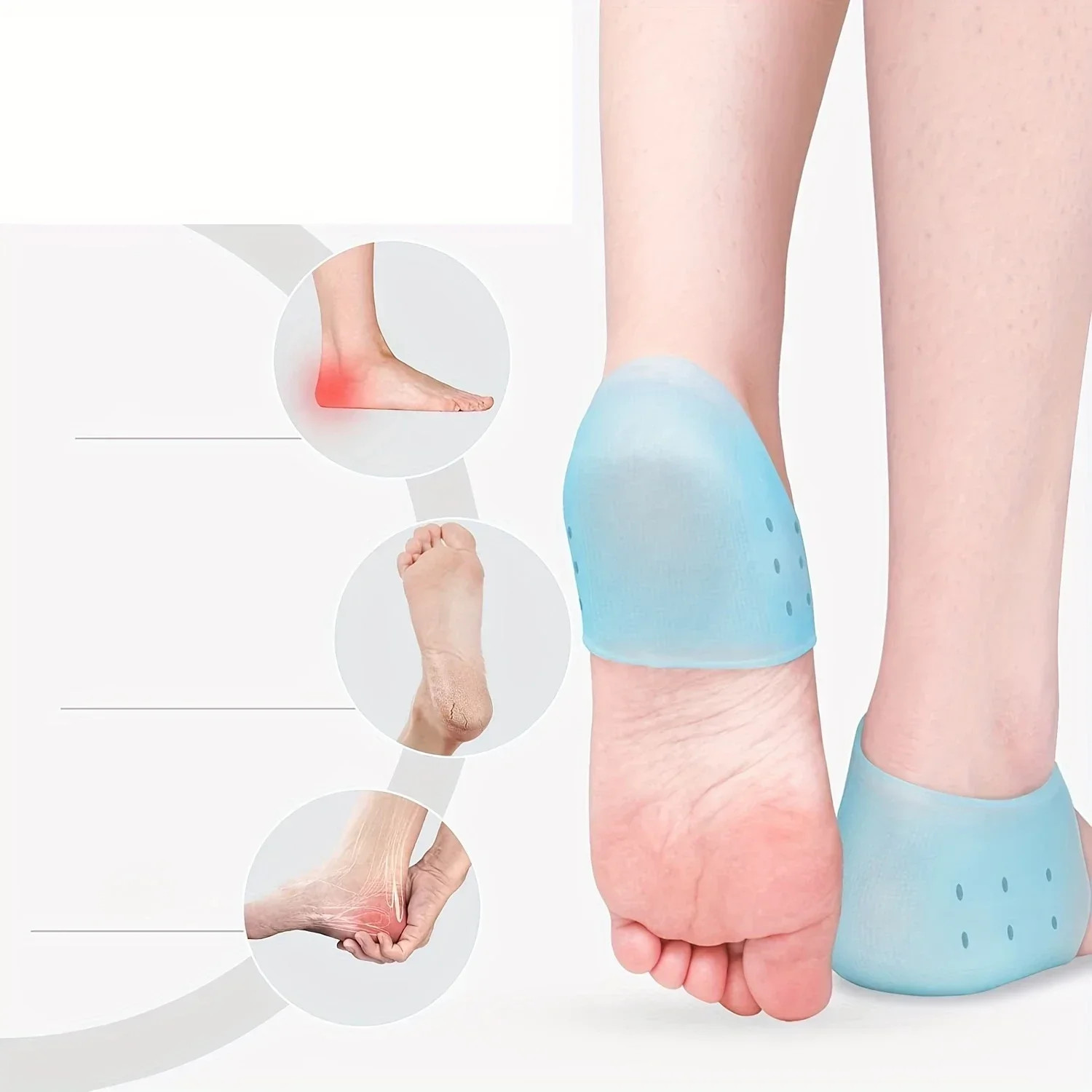 Gel Silicone Skin-Softening Silicone Heel Protectors Heel Cups Spurs Cracked Hee