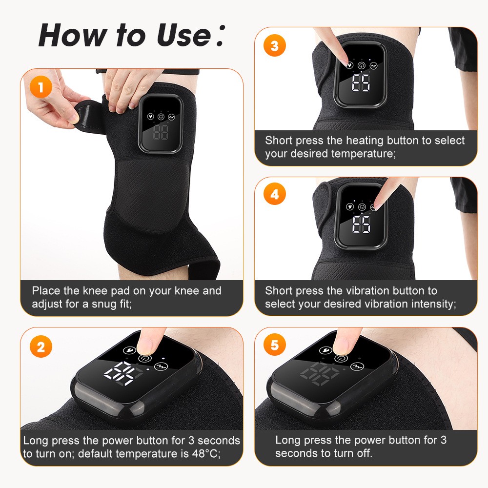 USB Heated Knee Brace Heating Support Muscle Massage Tool Warm Massager Wrap Pad