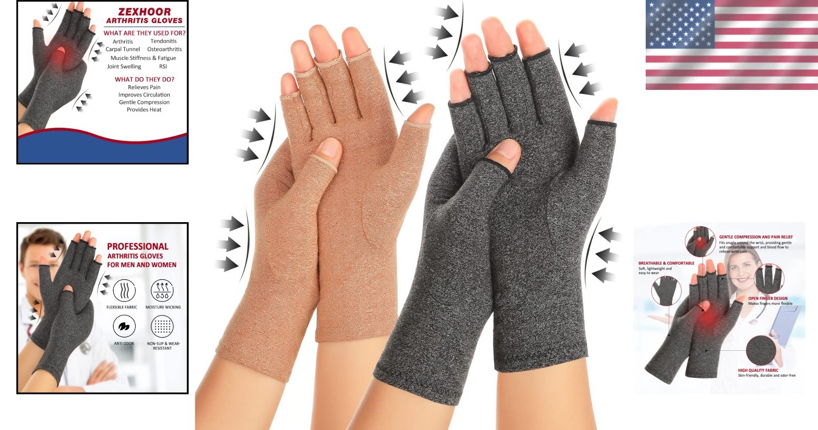 Comfortable Compression Gloves for Arthritis – 2 Pairs Available in Medium Size