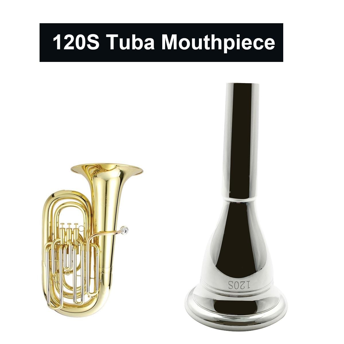 120S Silver Plated Tuba Mouthpiece Heavyweight For Concert Marching Band