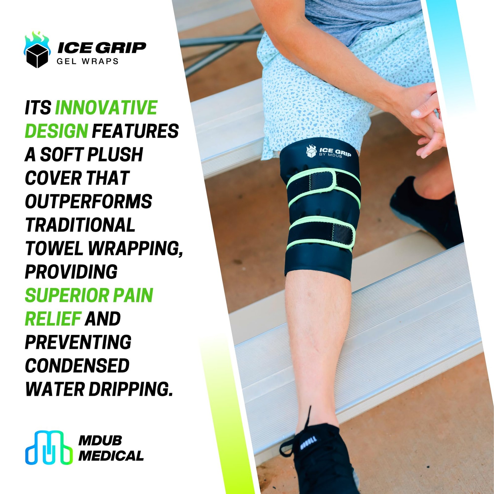ICE GRIP Knee Hot & Cold Ice Wrap Post Surgery Compression Reusable Gel Pack