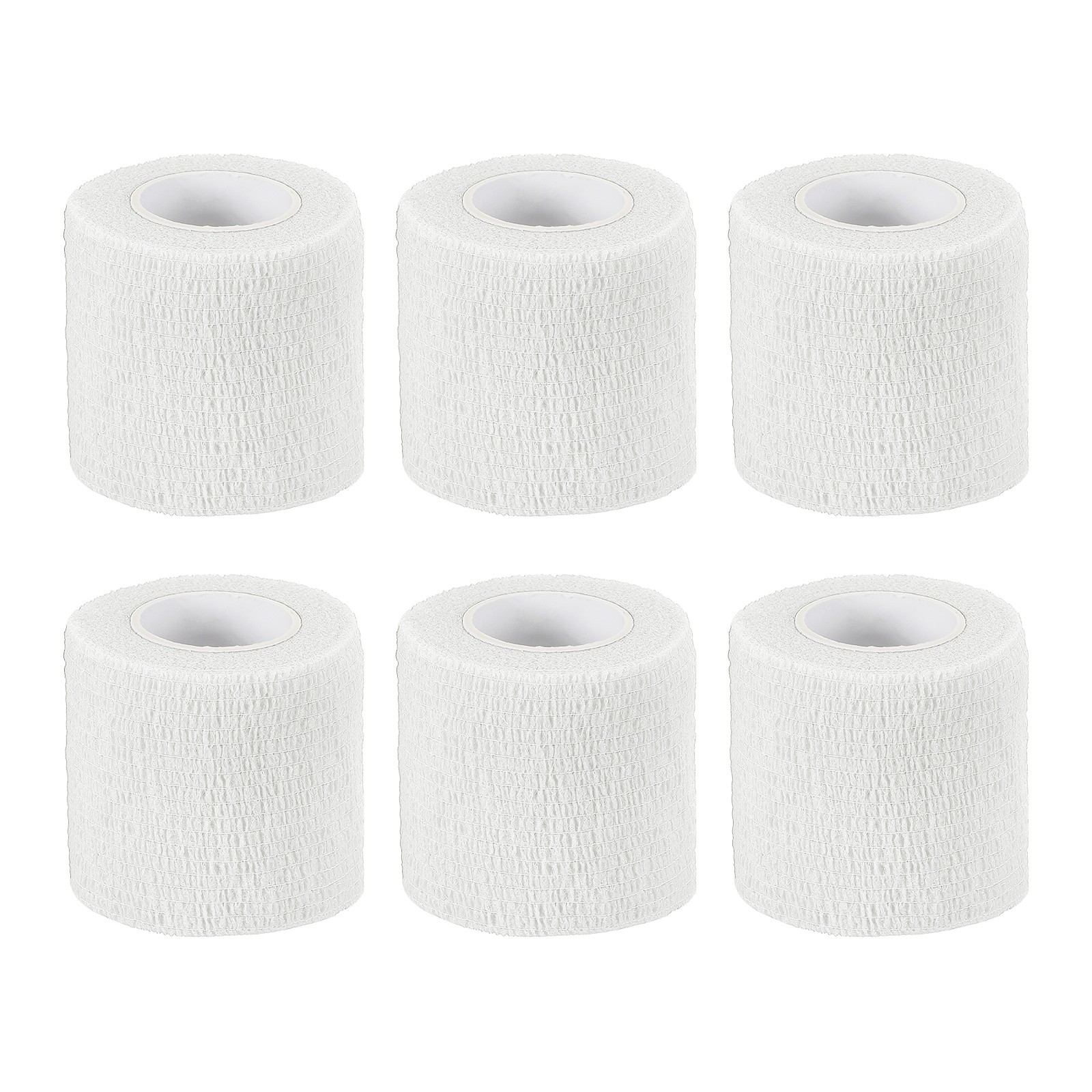 1″ x 177″ 6 Pcs Self Adhesive Bandage Wrap Elastic Self Tape White
