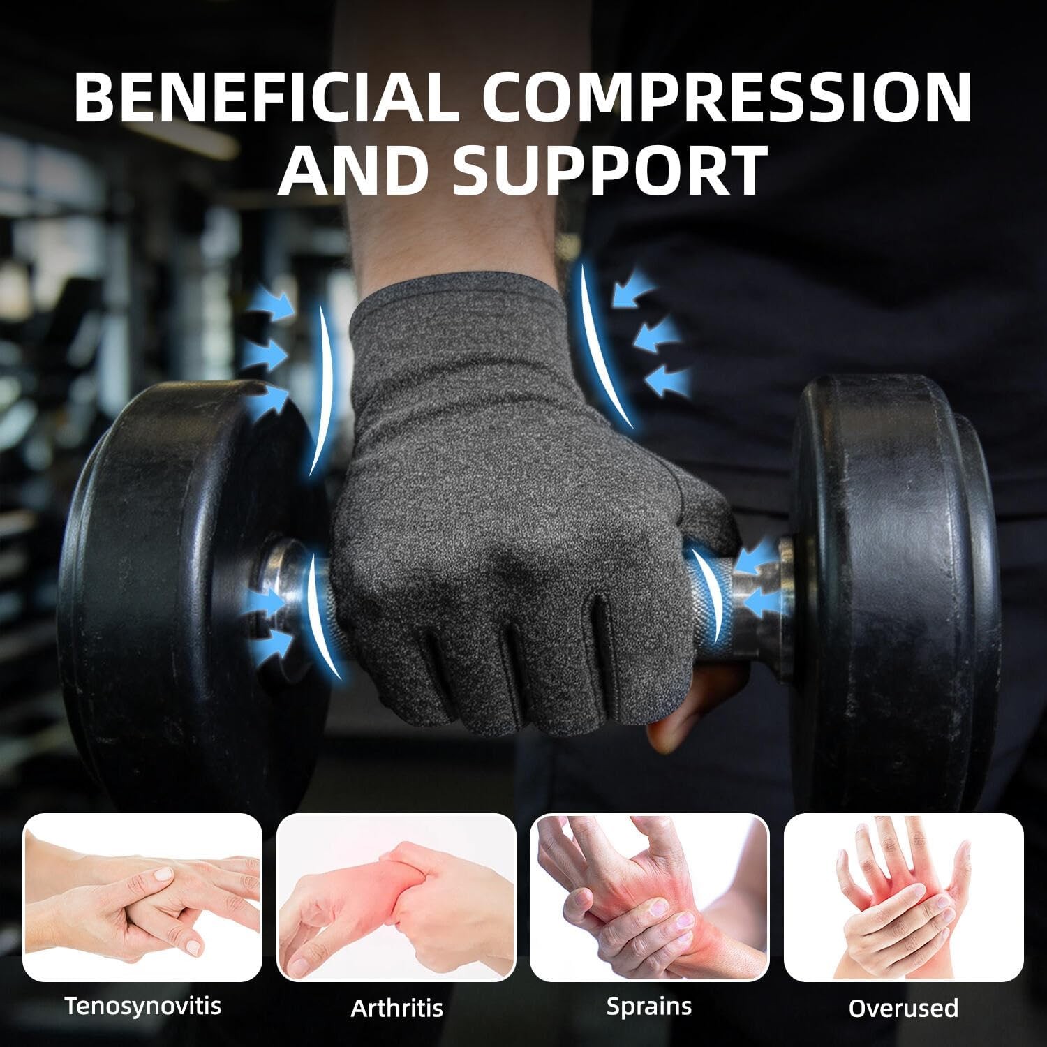 Copper Arthritis Compression Gloves Hand Support Pain Relief Joint Self Care