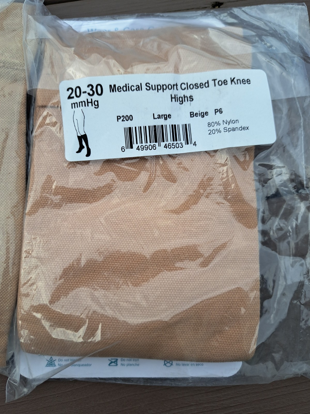 Ames Walker Medical Support Closed Toe Knee Highs Beige Large Set Of 2
