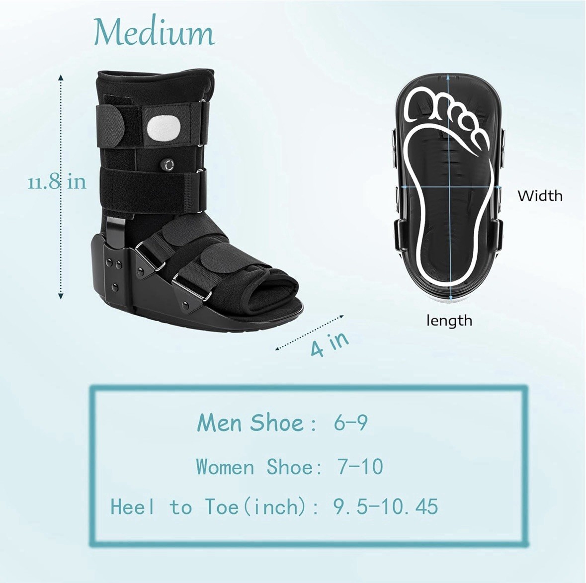 Medibot Size m Walking Foot Boot 360 Protection Men Size 6-9 Female 7-10