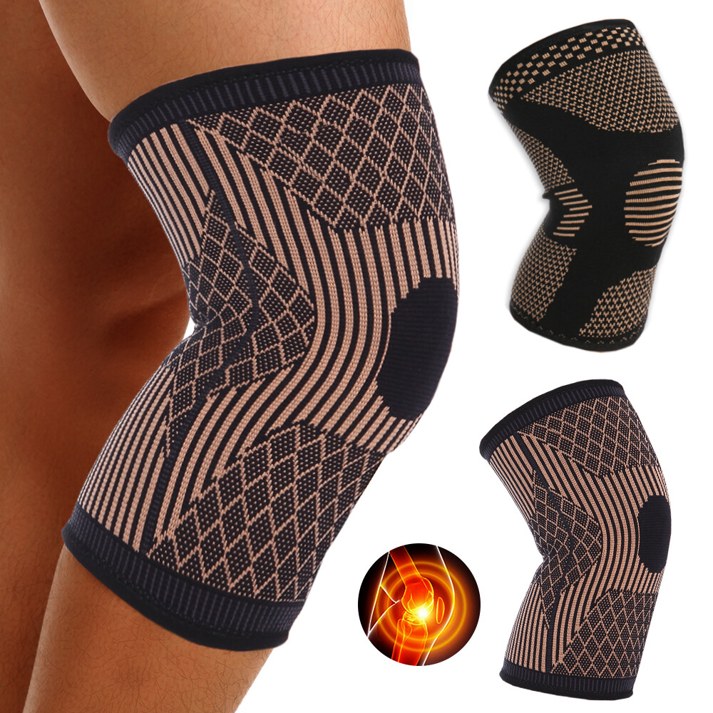 Copper Knee Support Compression Sleeve Brace Sport Patella Joint Pain Arthritis