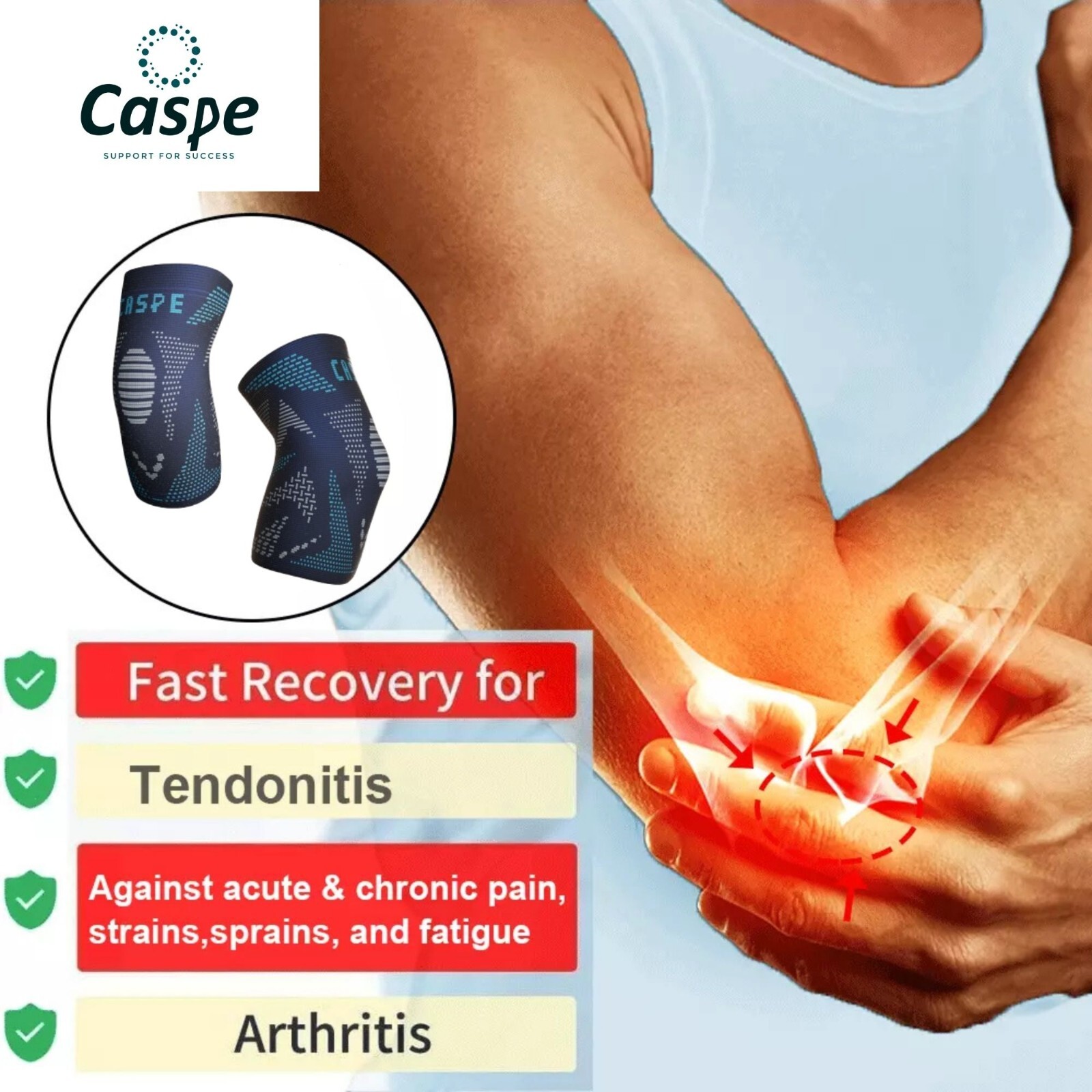 Elbow Brace Compression Support Sleeve Arthritis Tendonitis Reduce Joint Pain 2X