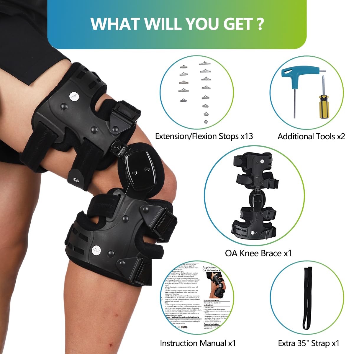 Komzer OA Unloader Knee Brace Osteoarthritis of the bone on bone Knee Support…