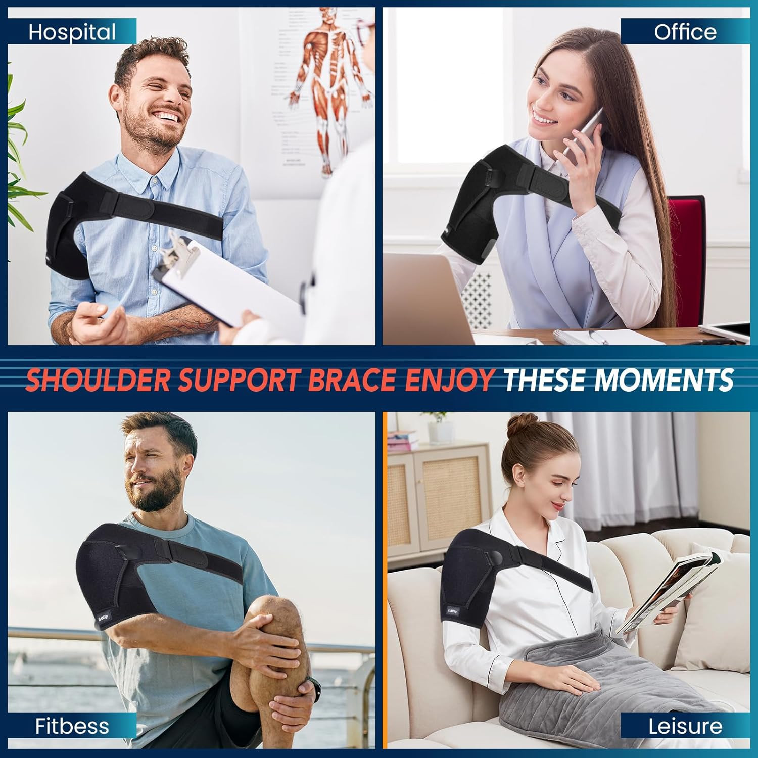 Shoulder Brace with Adjustable Compression Sleeve Rotator Cuff Support & Arm Sli