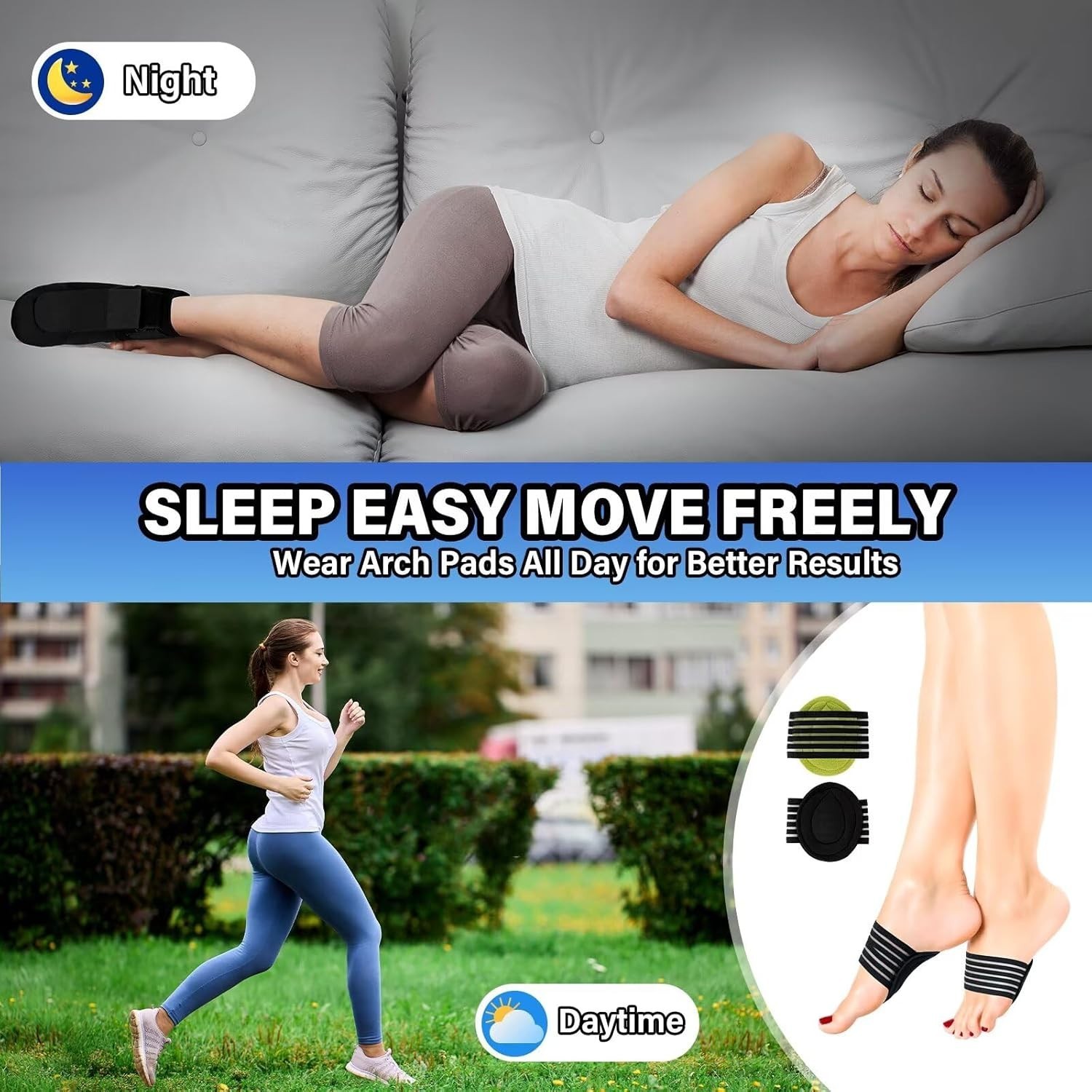 Plantar Fasciitis Night Splint Adjustable Foot Drop Ankle Brace Support Toe Pain