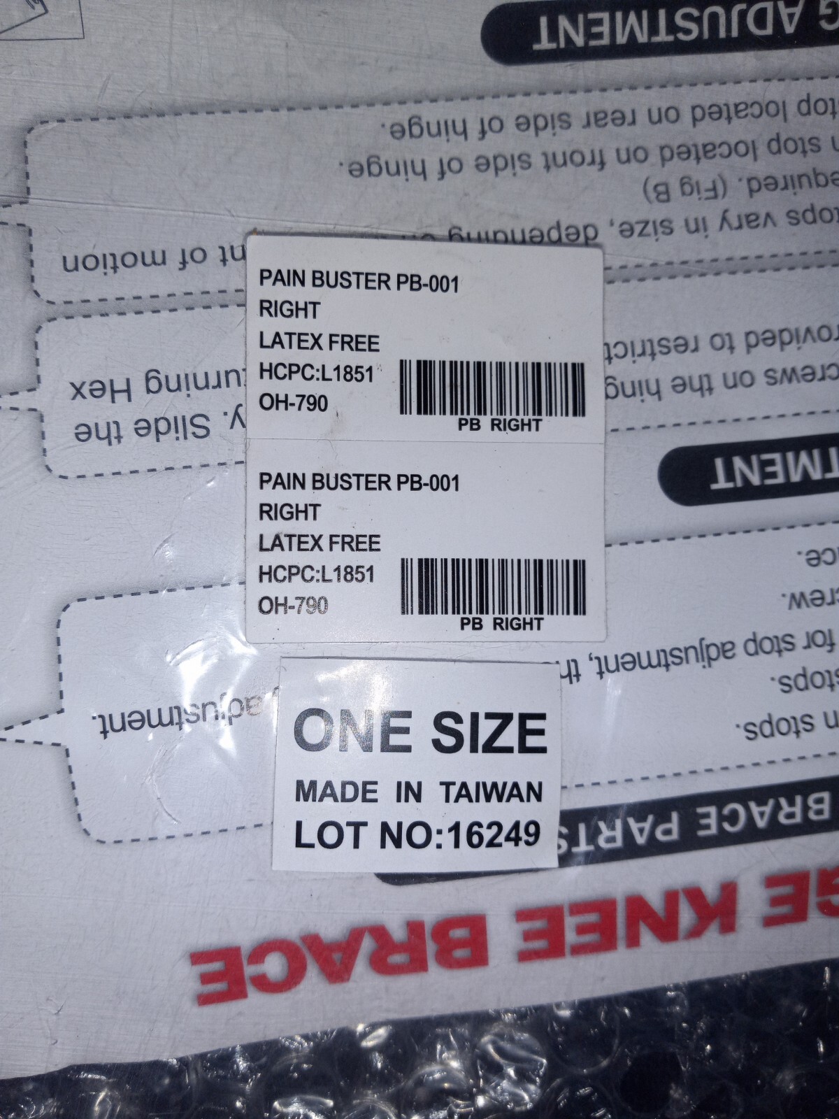 OA Hinge Knee Brace for Right Knee One Size Fits All – Pain Buster PB-001 – NEW!