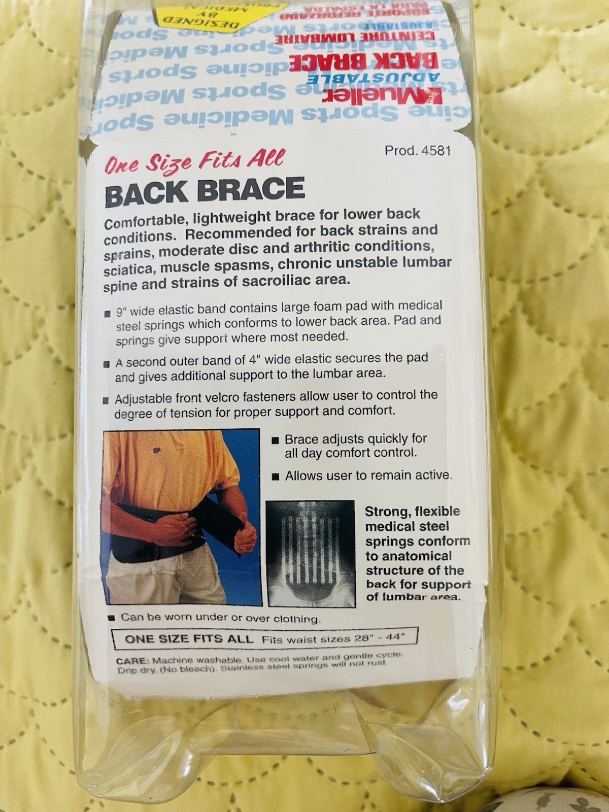 Mueller Lumbar Support Back Brace One Size Regular 28-44” Never Used.