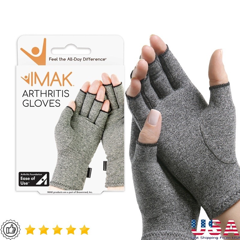 IMAK Compression Arthritis Gloves Pain Relief Joint Support Open Finger Design