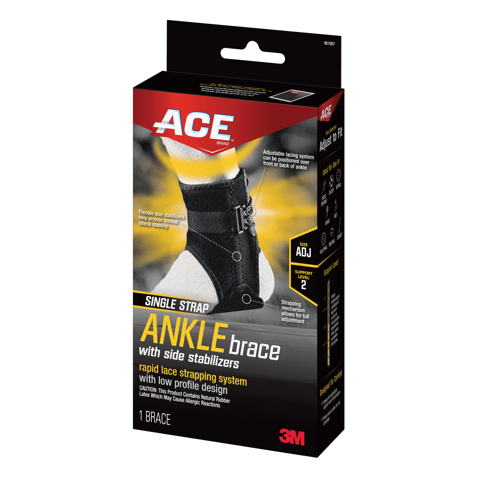 ACE Ankle Support with Side Stabilizers 901007, Adjustable