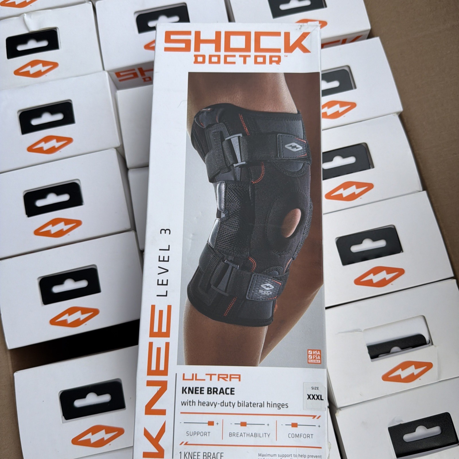 Shock Doctor Level 3, Dual Wrap Knee Brace with Hinges, size XXXL 17-18.5