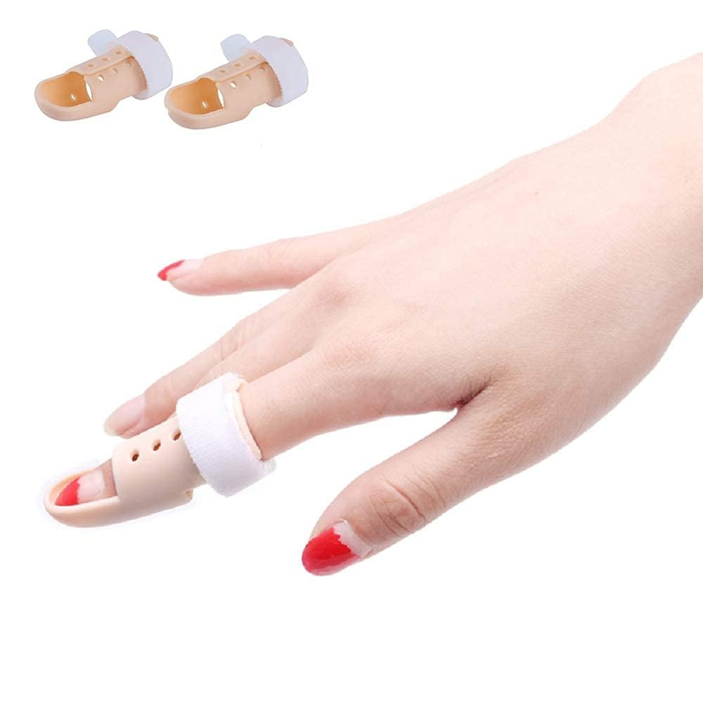 [2 Piece Plastic Mallet Dip Finger Support Brace Splint Joint Protectio