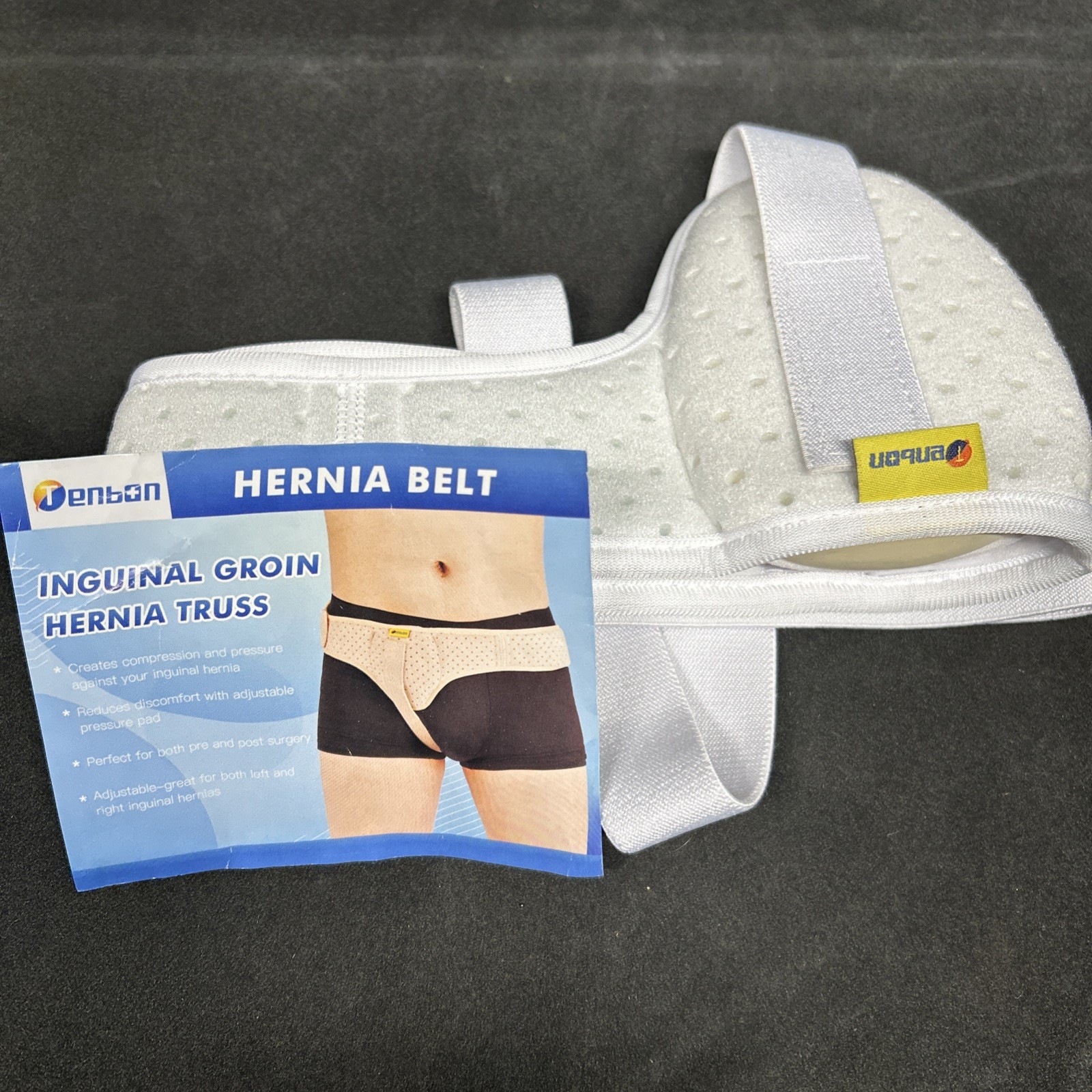Inguinal Groin Hernia Trusse Men & Women – Left/Right White Large Adjustable