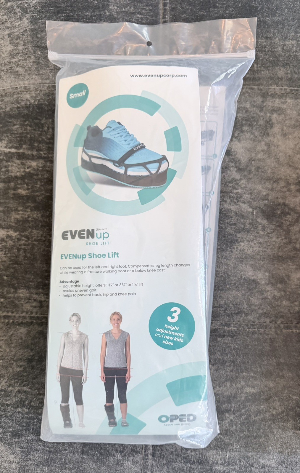 EVENup Shoe Lift Size Small NEW Never Worn Walking Boot Leg Length Balancer