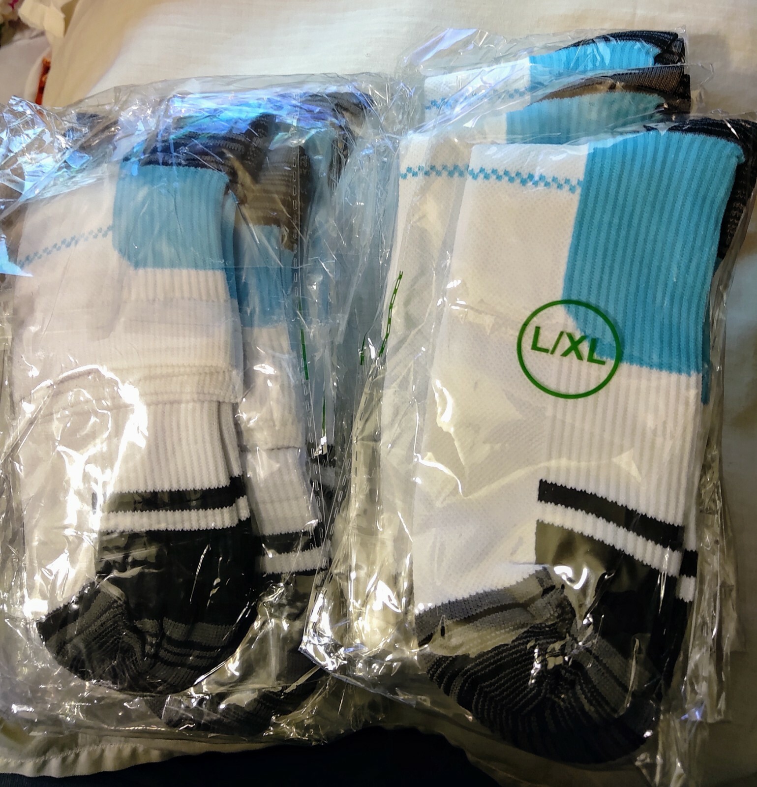 Compression Socks Blue/White & Black Colors Anklet Womens L/XL Size New 10 pairs