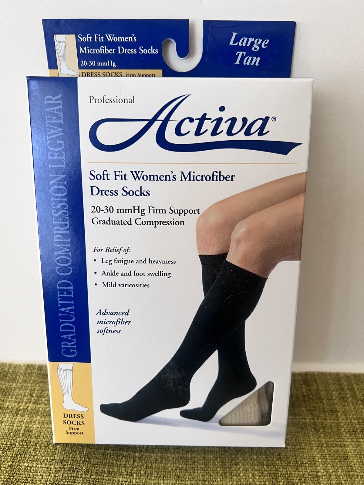 Activa Soft Fit Microfiber Women Dress Compression Socks 20-30 mmhg Tan Large