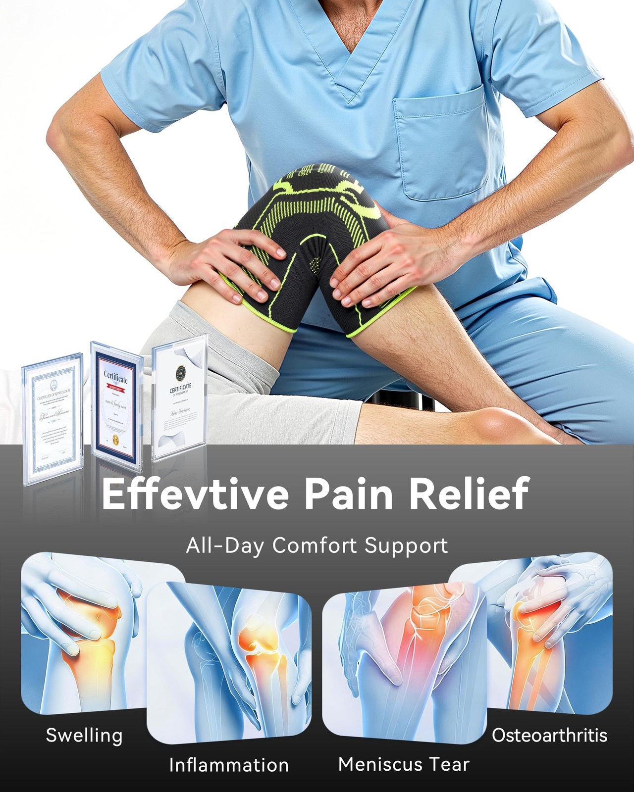 Knee Brace for Men ＆ Women [Upgraded Side Stabilizers Support] Compression Kn…
