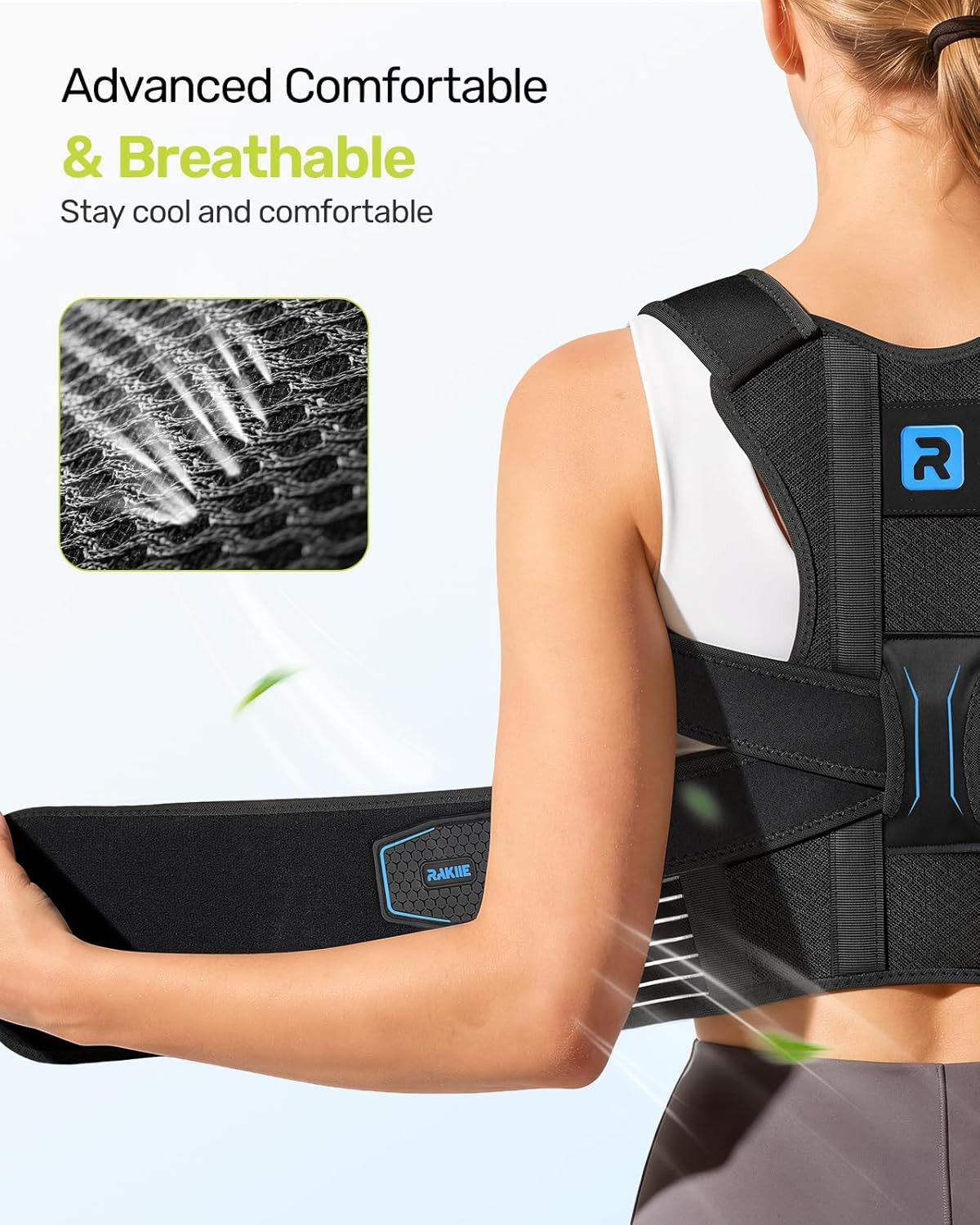 Posture Corrector for Women Men, 4 Back Support Brace Bars, Adjustable Shoulder