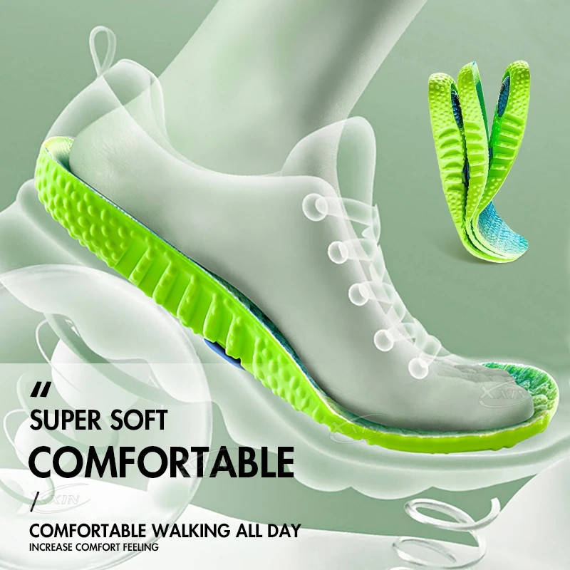Sports Air Cushion High Elastic Running Insoles PU Shock-absorbing Soft Breathab