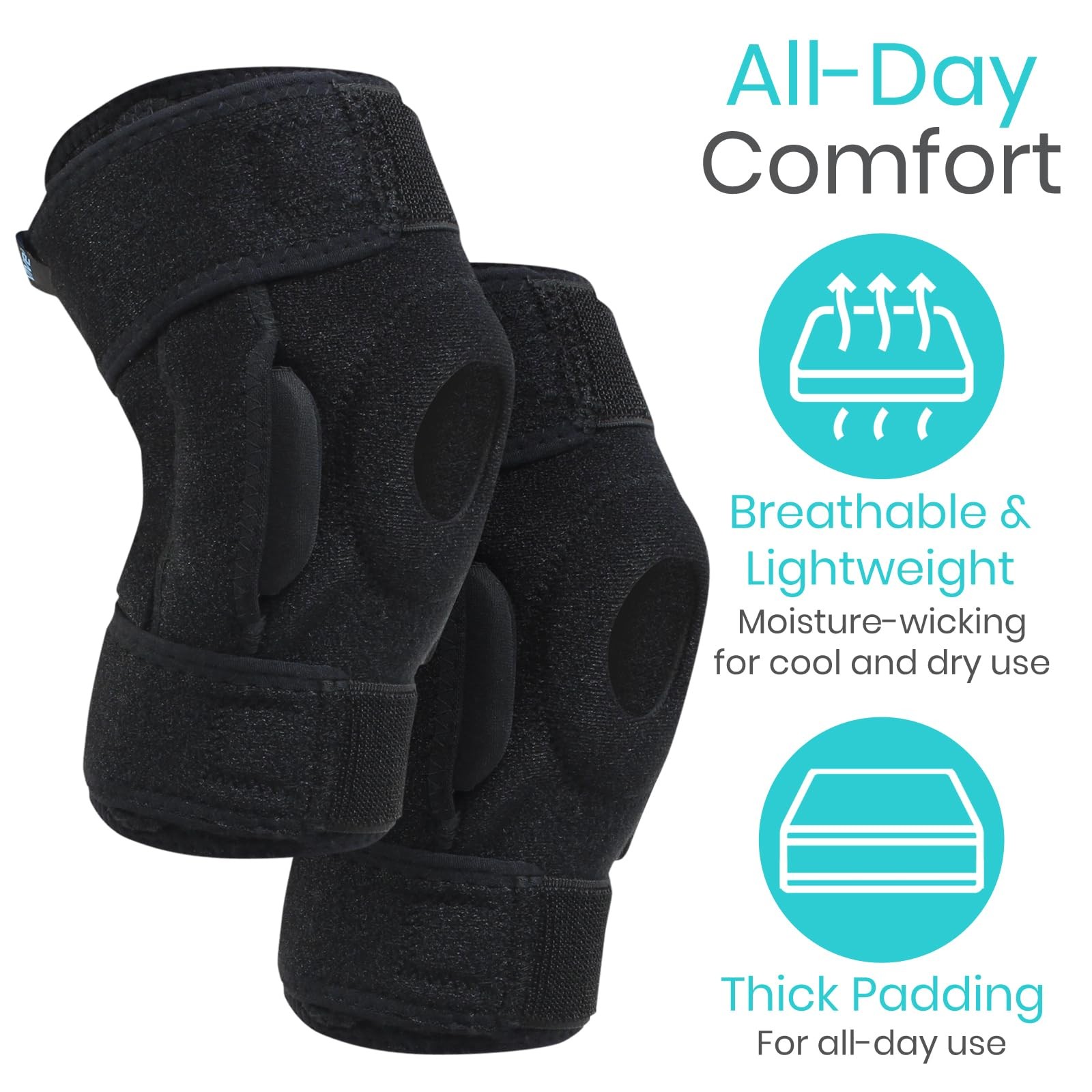 Vive Hinged Knee Brace (2 Pack) – Relieves ACL, MCL, Meniscus Small, Black