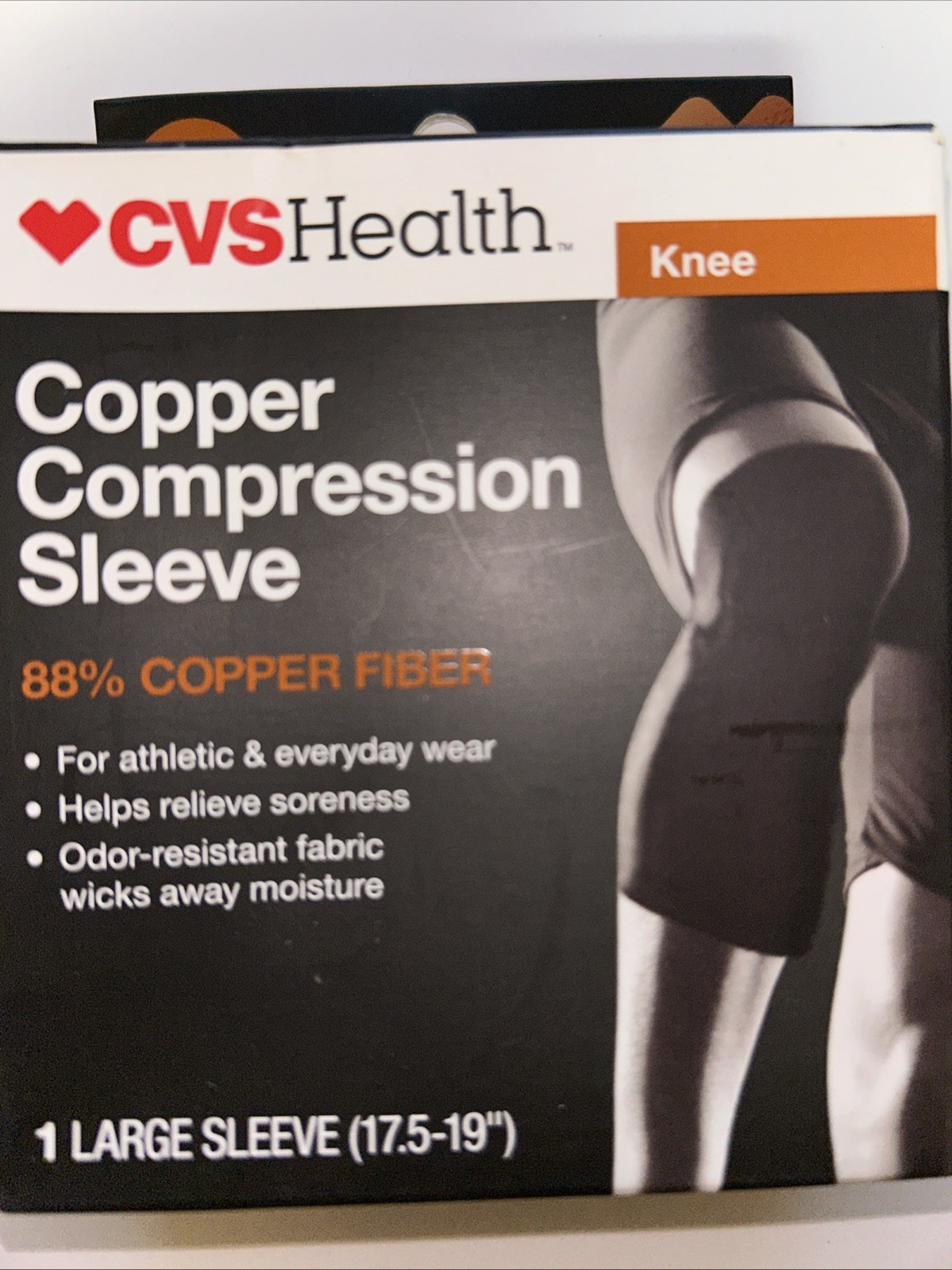 KNEE COPPER COMPRESSION Sleeve CVS Health LARGE BLACK