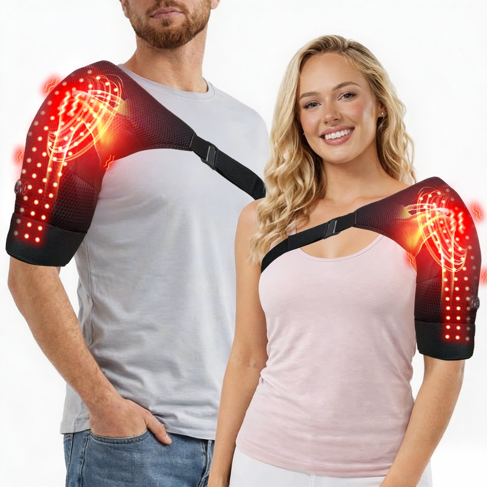 Red Light Shoulder Massager Pain Relief with 3 Vibration Modes, 3 Heating Levels
