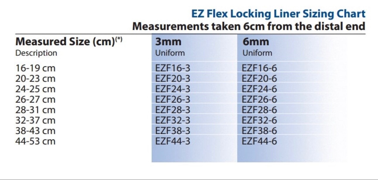 Alps ez flex locking prosthetic liner. Size 44. 3mm thickness. EZF44-3.