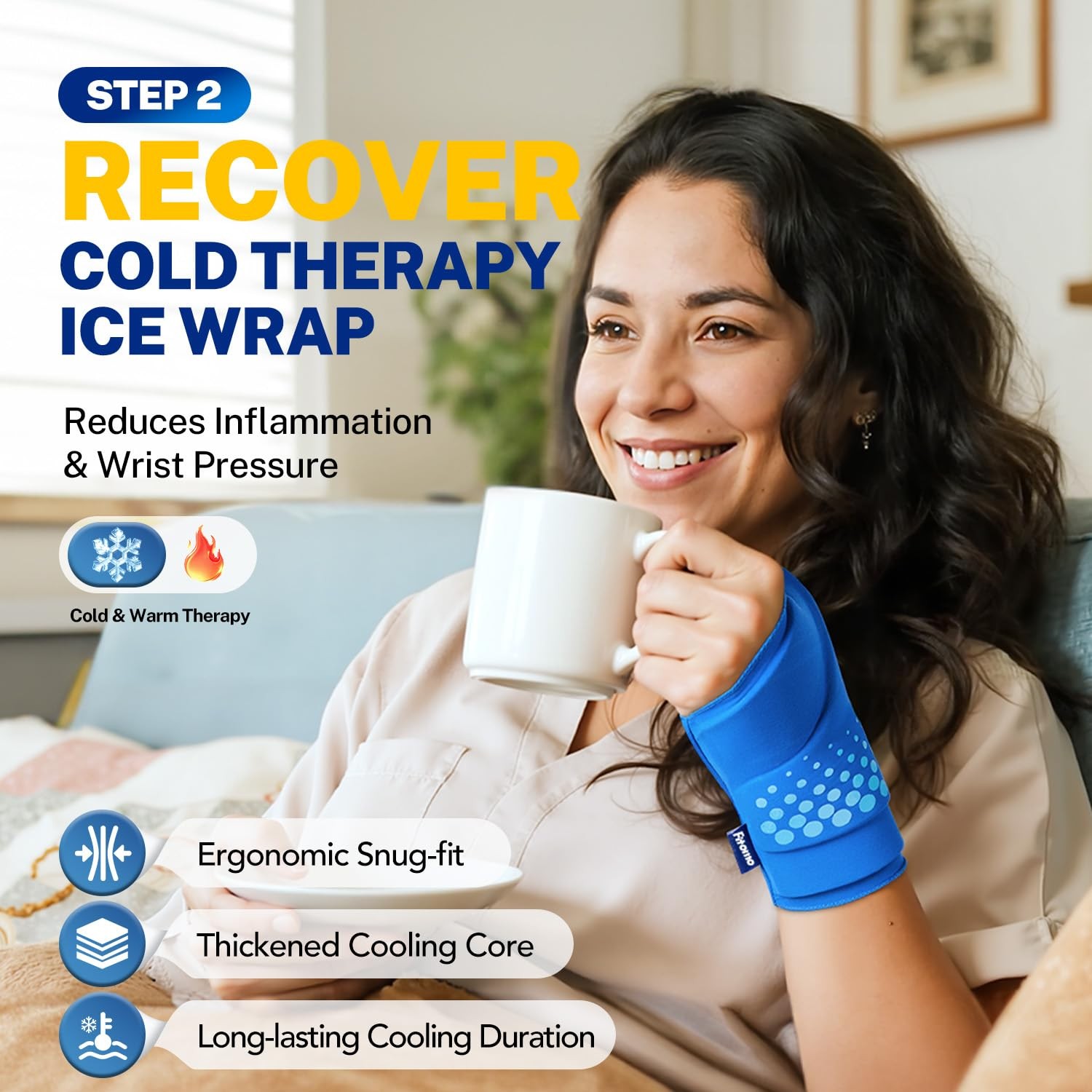 Fitomo Carpal Tunnel Wrist Brace and Wrist Ice Pack Wrap Set, All-day Wrist S…