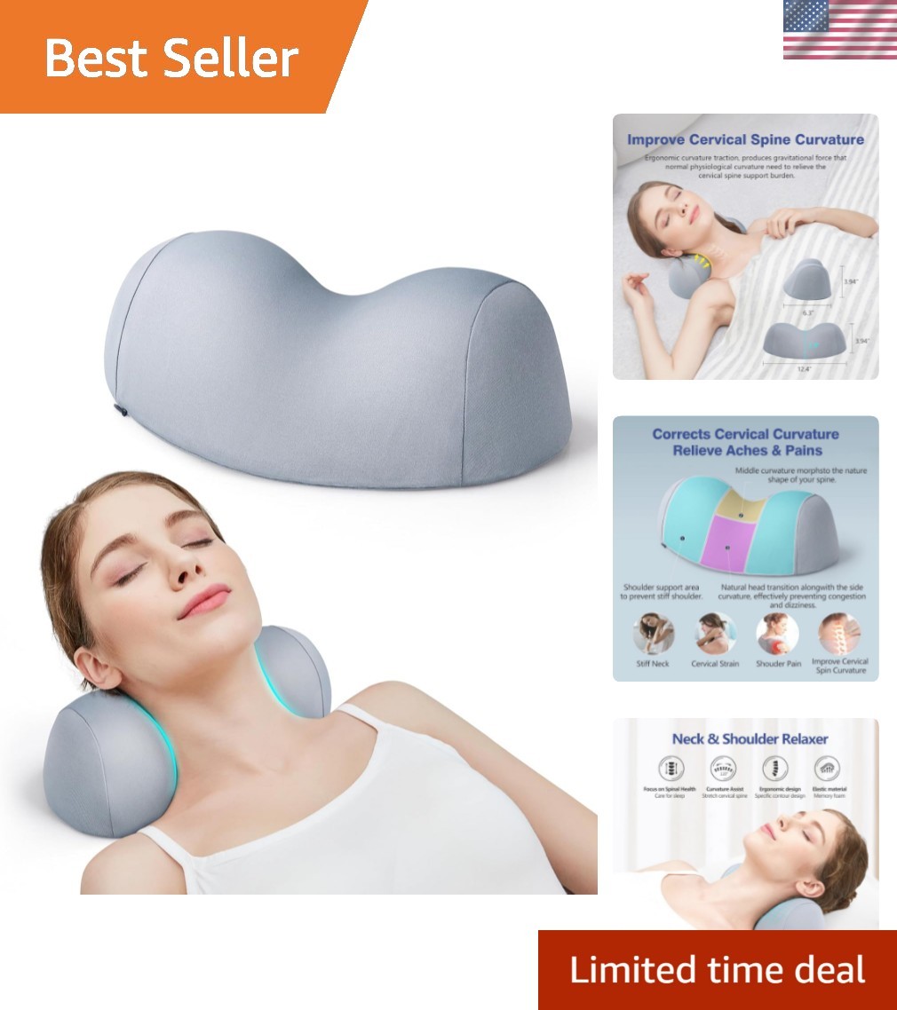 Small Neck Stretcher Pillow for Pain Relief, Medium Soft Cervical Traction De…